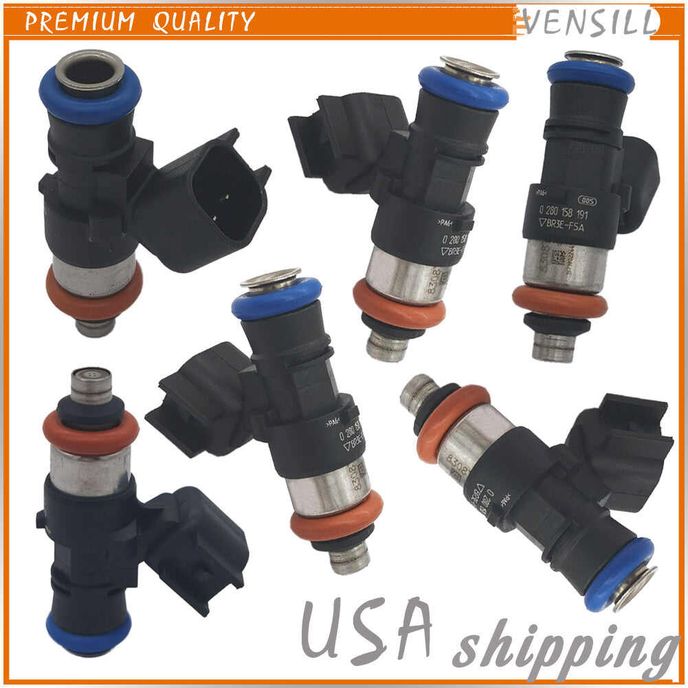 6PCS Fuel Injector 0280158191 for Ford Explorer Edge Flex for Mustang for Lincoln MKS