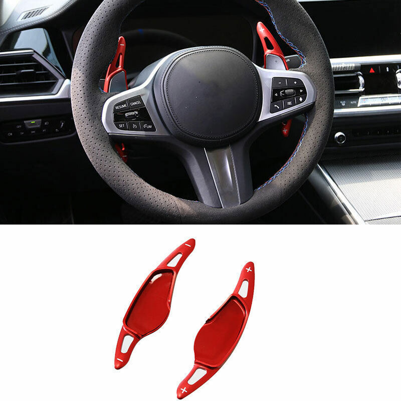for BMW 3-Series G20 19-2023 Red Aluminum Alloy Steering Wheel Shift Patch Trim