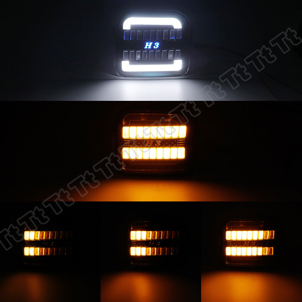 Applicable to 06-10 for Hummer H3 front bumper sequential LED turn signal angle DRLs (hot-swappable)