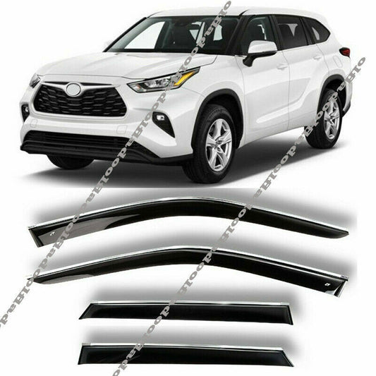 for Toyota Highlander 2020-2024 Window Visors Sun Rain Guard Deflector W/Chrome