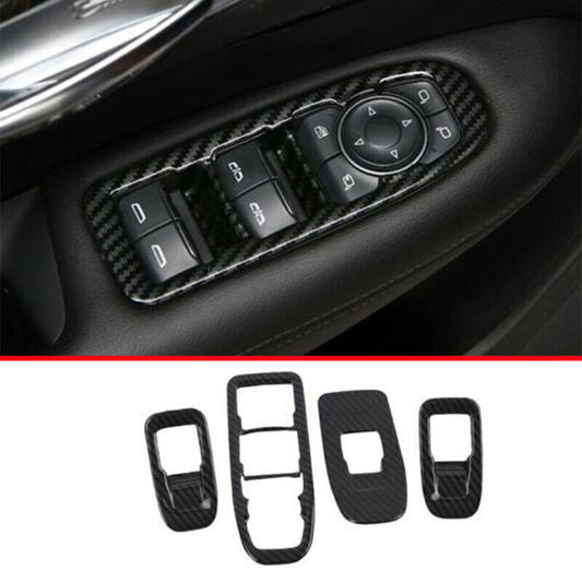 Carbon Fiber Look Window Lift Glass Control Panel Cover for Cadillac XT5 17-2024