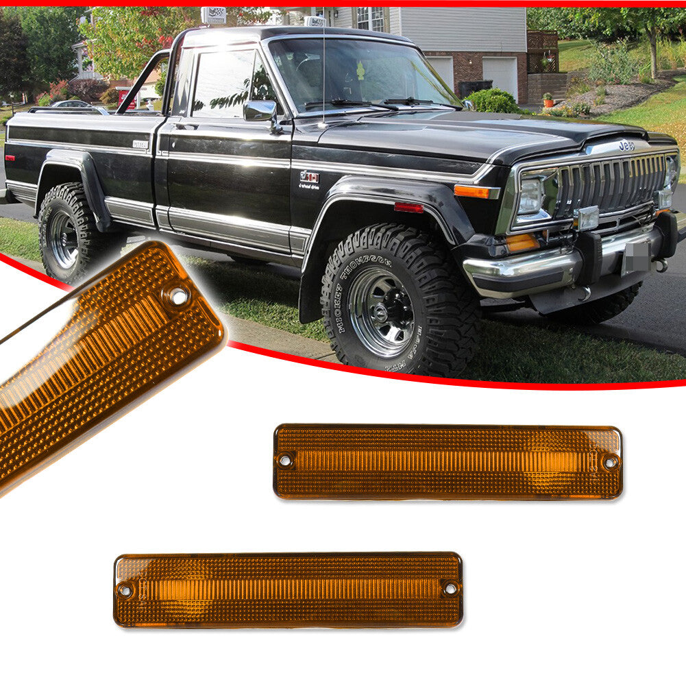 LH RH Amber Front Fender Side Marker Reflector Housing Kit for Jeep J Series