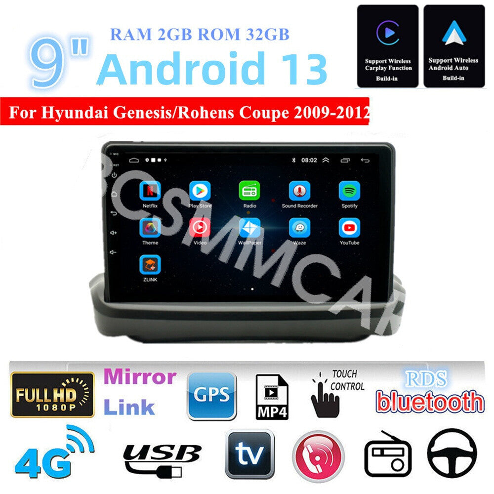 Fit For 2009-2012 for Hyundai for Genesis Coupe Car Stereo Radio GPS For Apple CarPlay