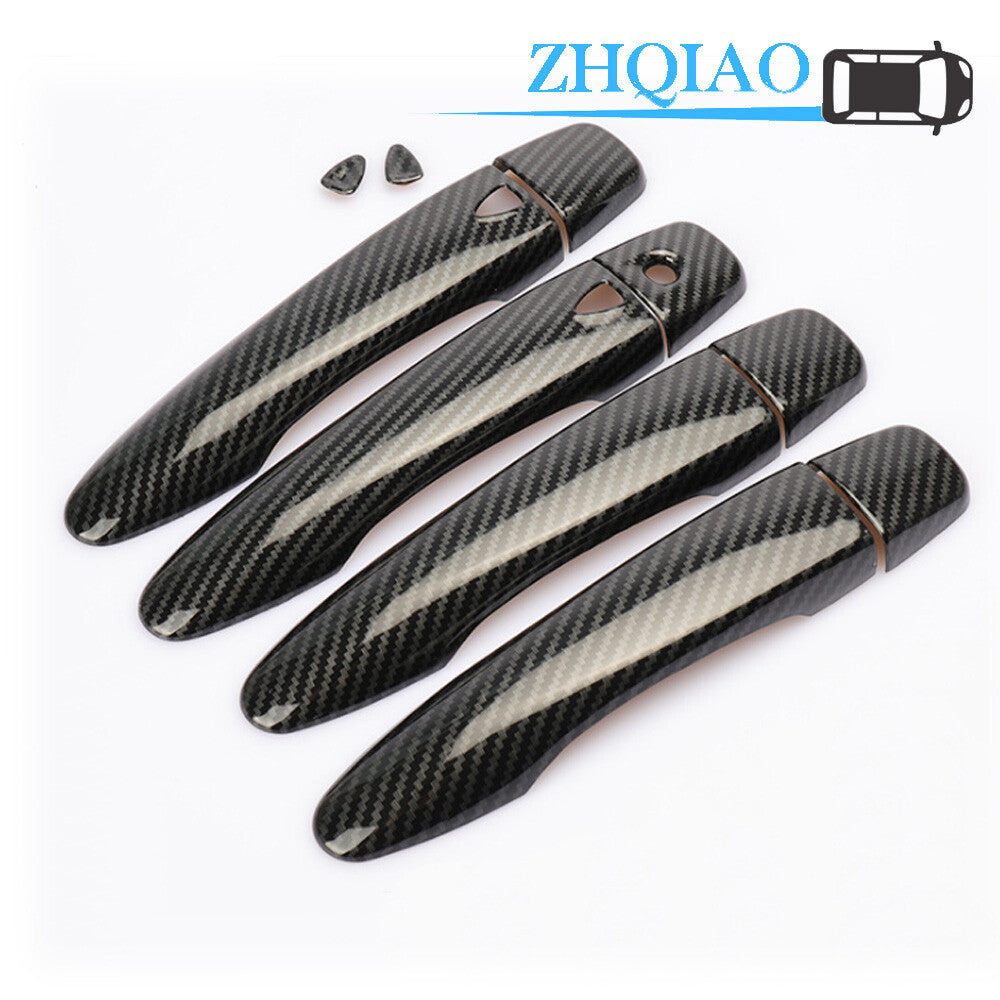 Carbon Fiber Print Door Handle Cover Trim Fit for Renault for Kadjar 2017-2019