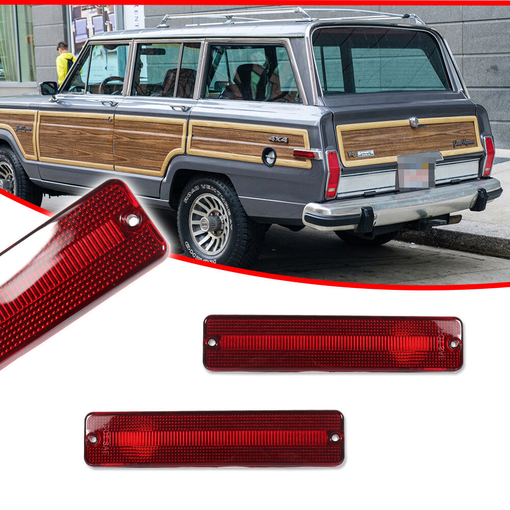 LH RH Red Lens Rear Fender Side Marking Reflector Cover for Jeep J Series