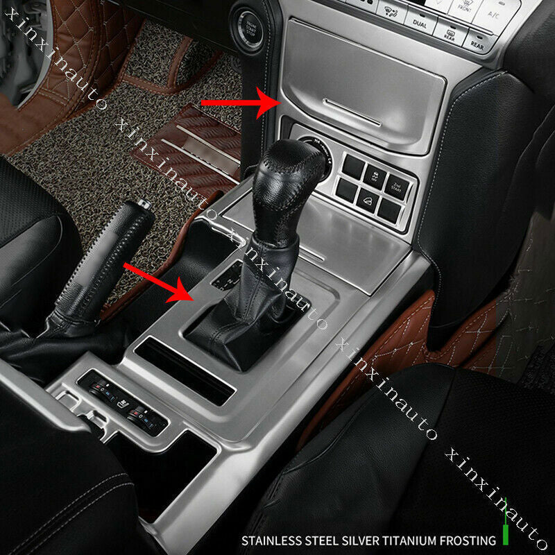for Toyota Prado 2018-21 Silver titanium Console Gear Shift Panel Cover Trim 5x