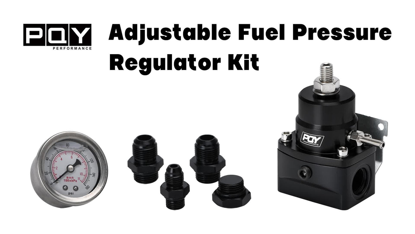 Universal Adjustable Fuel Pressure Regulator Gauge EFI Bypass FPR Kit Aluminum