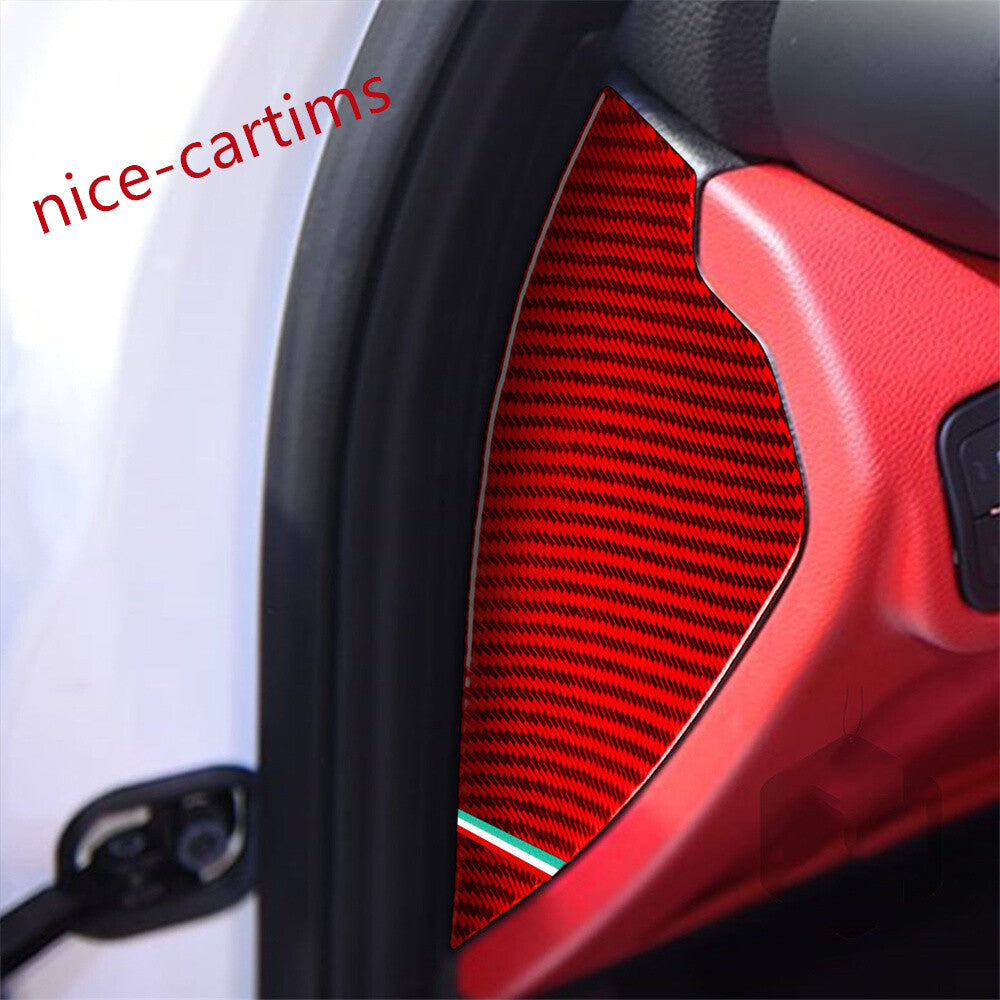 Red Carbon Fiber Front Door Buffer Cushion Slot Trim for Alfa Romeo Giulia 17-21