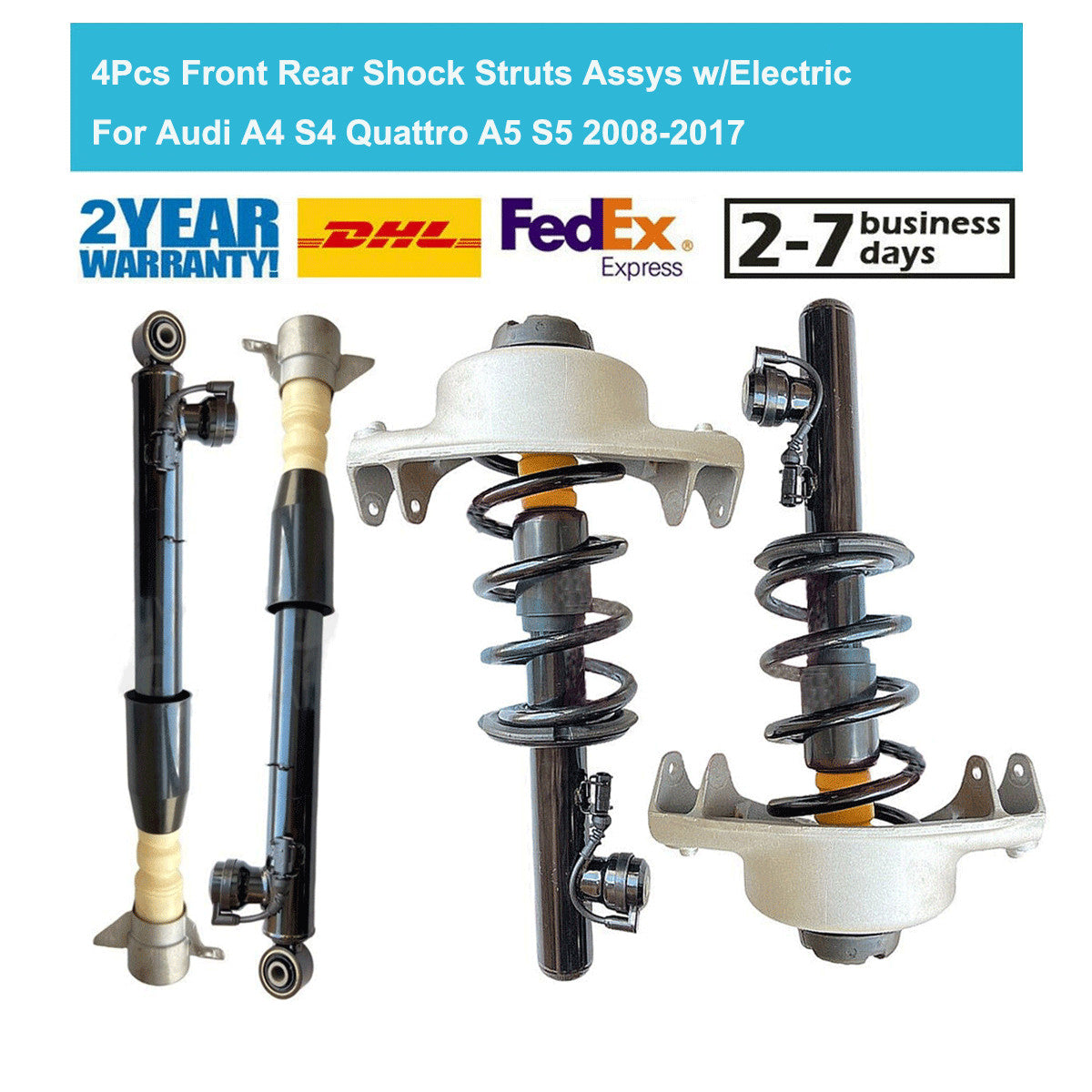4x Front Rear Shock Struts Assys Electric Fit for Audi A4 S4 Quattro A5 S5 2008-2017