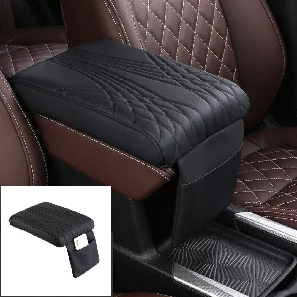 PU Leather Black Car Armrest Pad Interior Center Console Armrest Box Cover Mat