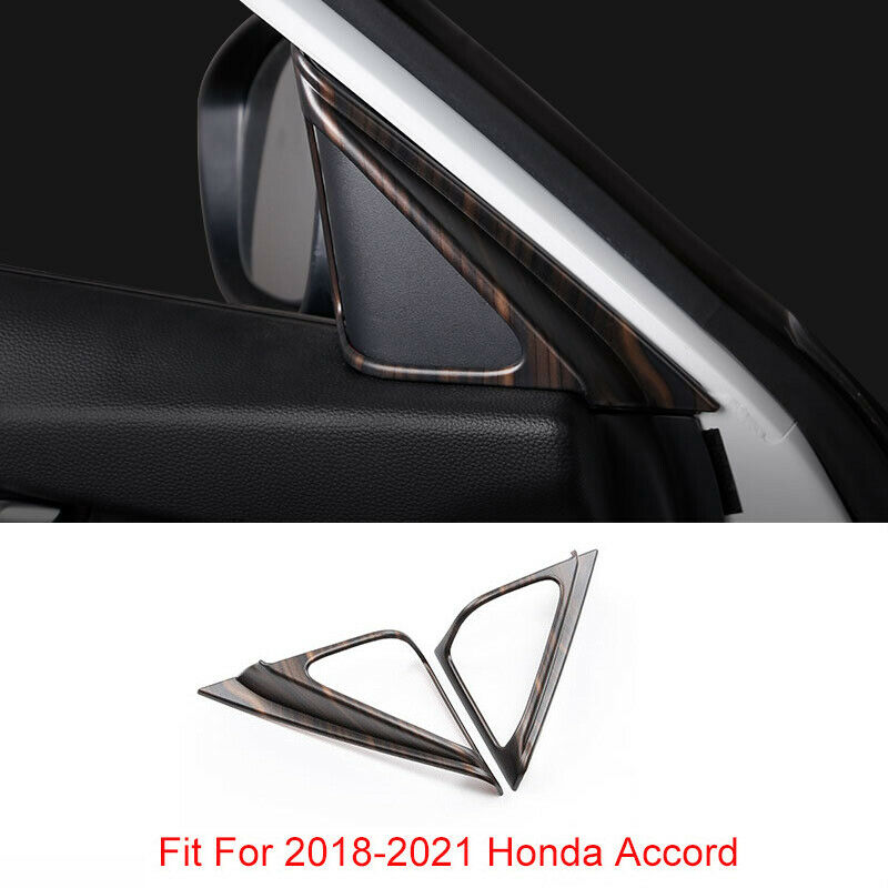 2for Honda Accord 2018-2022 Wood Grain Style A Pillar Speaker Cover Frame Trim