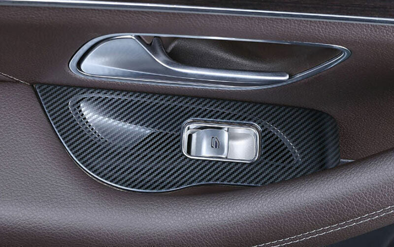 for Benz GLE GLS 2020-23 Carbon Fiber Steel Window Lock Lift Panel Frame Trim 4P