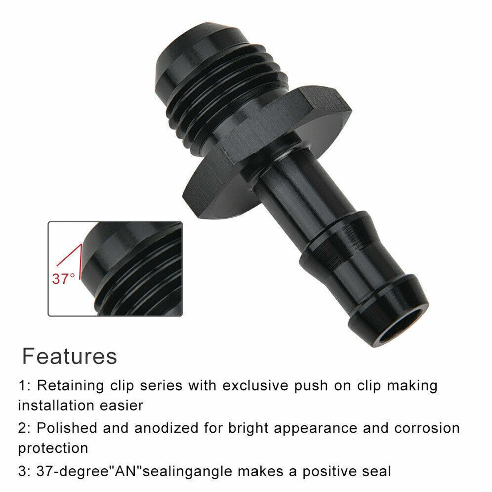 AN6 Male Straight Flare to 5/16 Push On Barb Adapter Aluminum Oil Hose Fittings