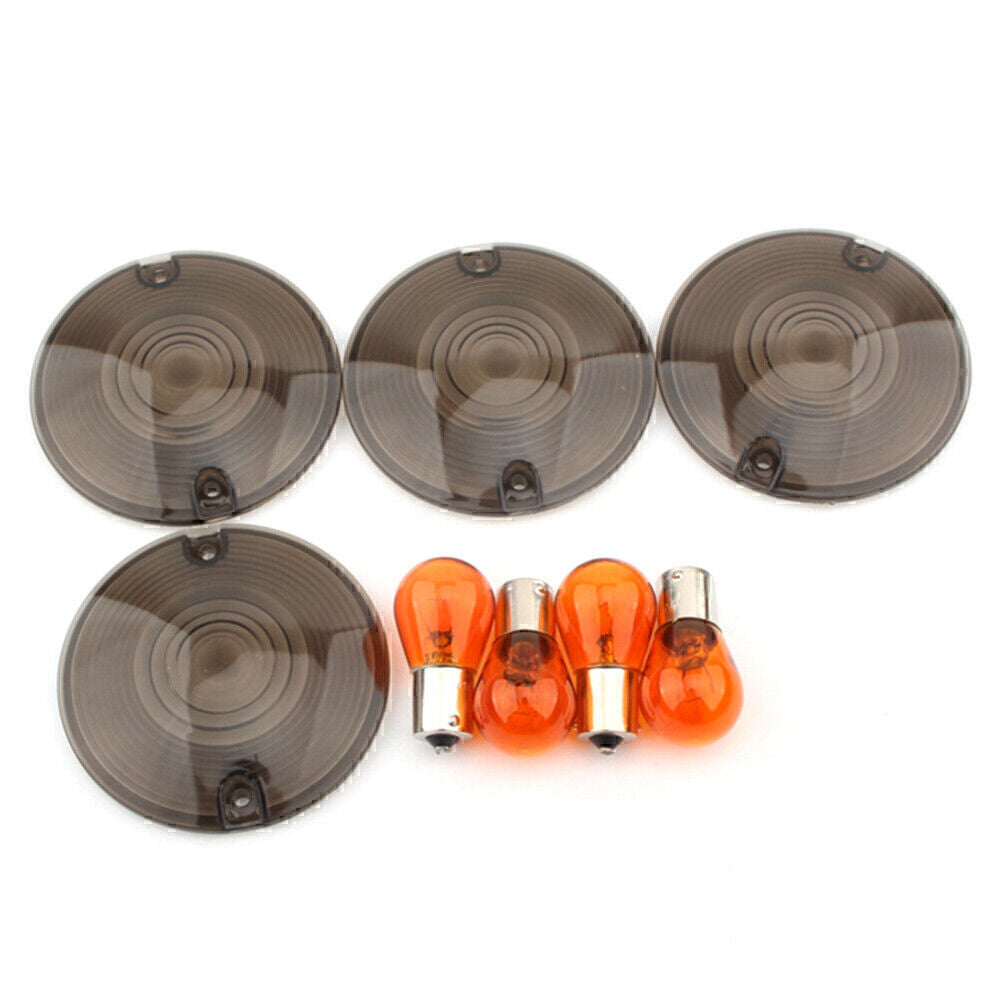 Fit for Harley Electra /Road Glide Smoked Turn Signal Light Cover Lens Amber Bulb