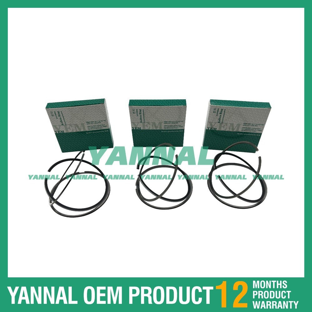 3X Piston Rings STD for Yanmar 3TNE74 Engine 2210 4110 1435 Tractors