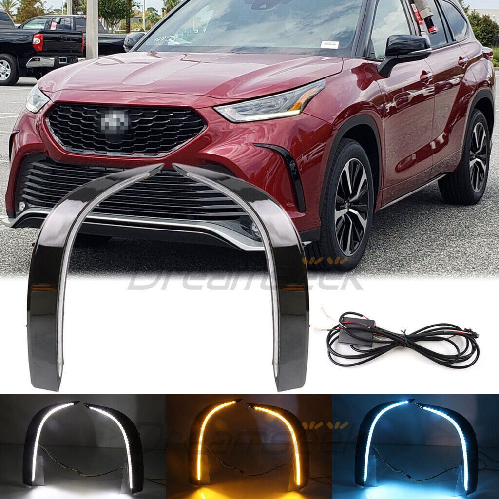 LED DRL Daytime Running Light Turn signal light for Toyota Highlander XSE 20-24