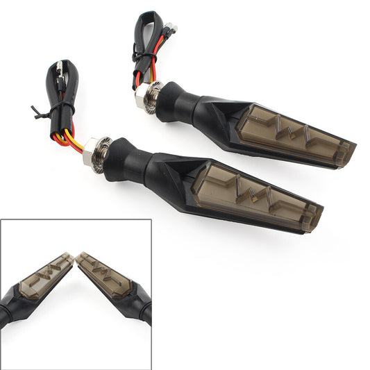 2x LED Flowing Turn Signal Amber Light Double-sided Blinker