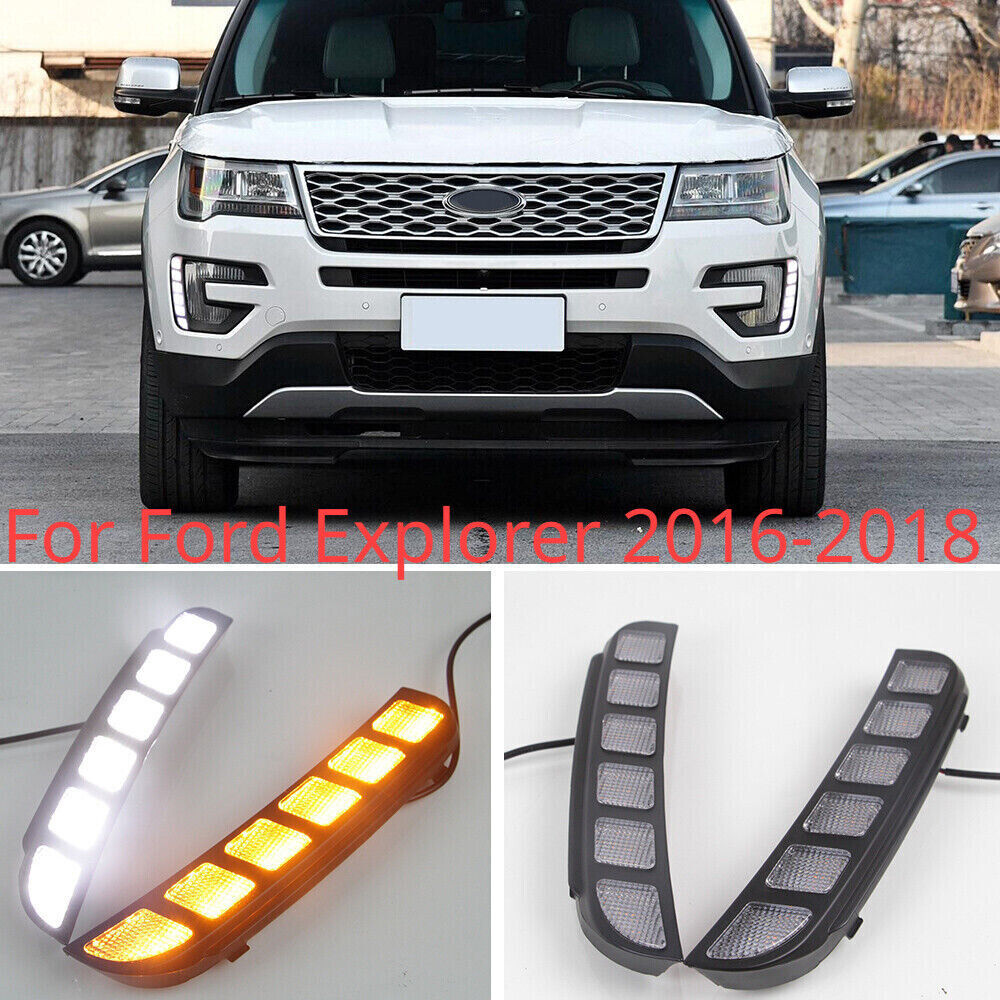 Daytime Running Lights LED DRL Front Fog Lights Fit for Ford Explorer 2016-2018