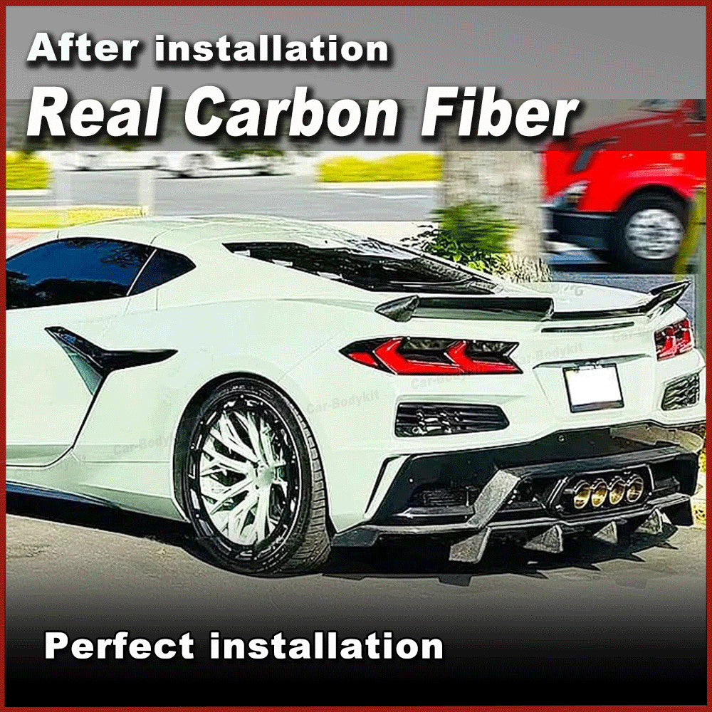 Fit for Chevrolet for Corvette C8 Z06 2022-2024 REAL CARBON Rear Bumper Diffsuer Lip