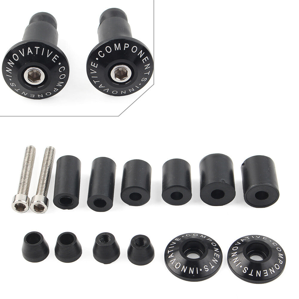 7/8 Motorcycle Bike Handlebar Grips CNC Handle Bar End Cap Plugs Slider Black