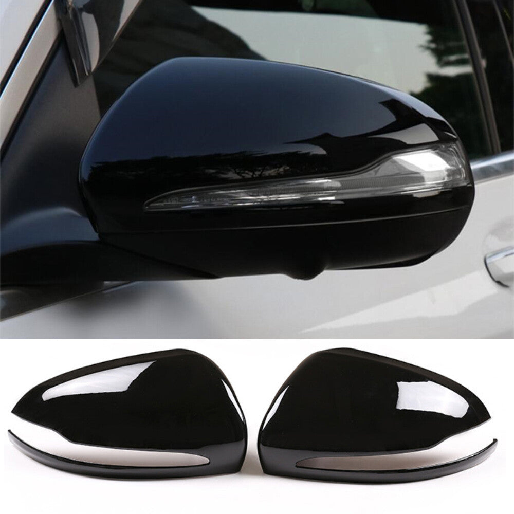 Gloss Black Side Rearview Mirror Trim for Benz C E S GLC Class W205 W213 2015-20