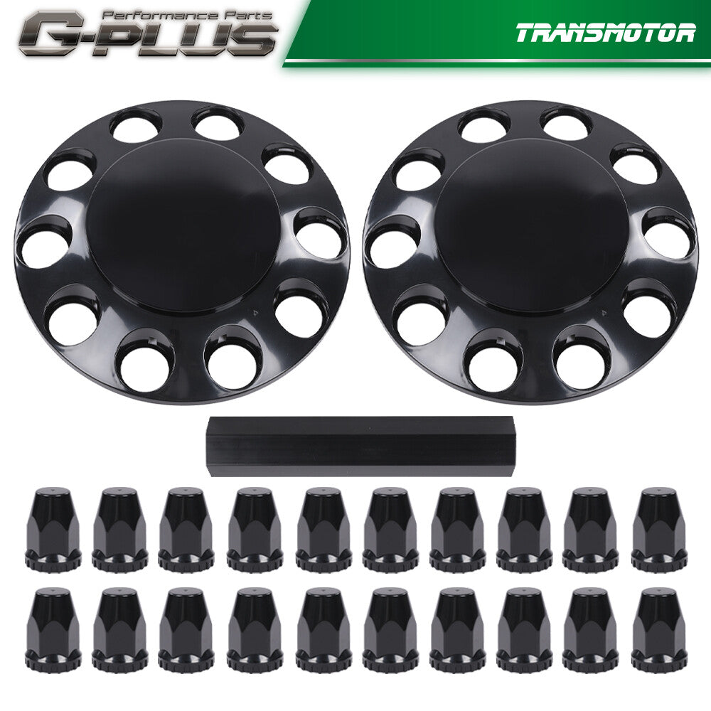 Brand new front wheel cover, 33mm hub axle, semi-truck ABS, plastic satin black, 1 pair