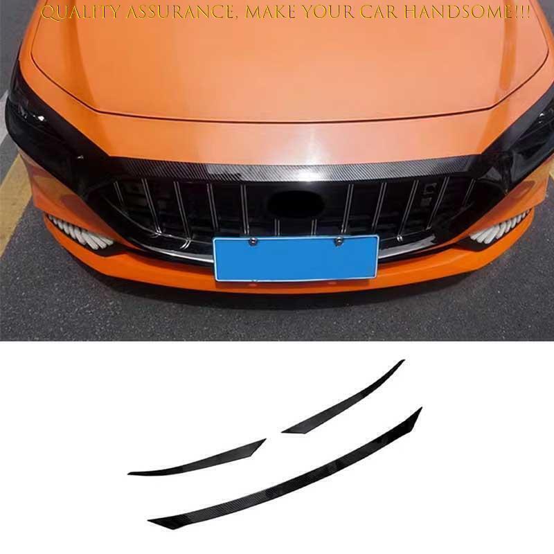 for Mazda 3 Axela 19-23 Carbon Fiber Style Front Mesh Grille Upper Hood Trim 3X
