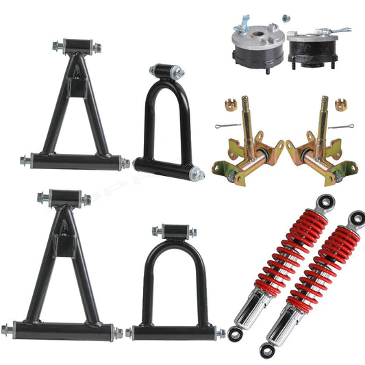 All-terrain vehicle, four-wheel off-road vehicle, go-kart, suspension, shock absorber, swing arm, upper and lower A-arm, steering kit