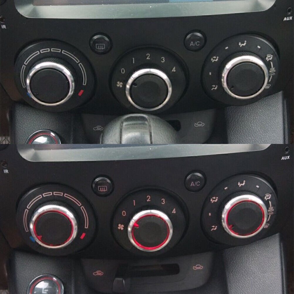 3Pcs Switch Knob Heater Climate Control Button Dials Frame A/C for Mazda 2