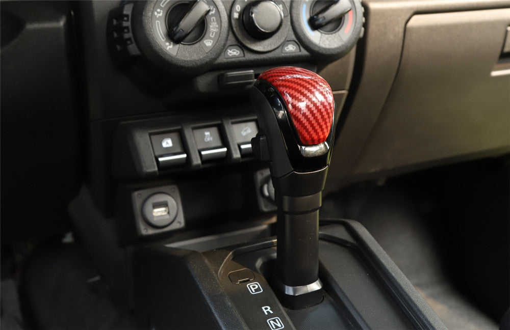 Fit for Suzuki for Jimny 2019-22 Interior Gear Shift Knob Cover ABS Red Carbon Fiber