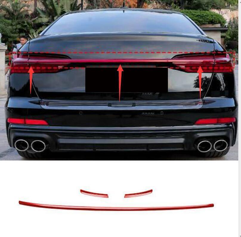 for Audi A6 S6 C8 2019-2023 RED Rear Door Trunk Tail Lamp Molding Strip Trim 3x