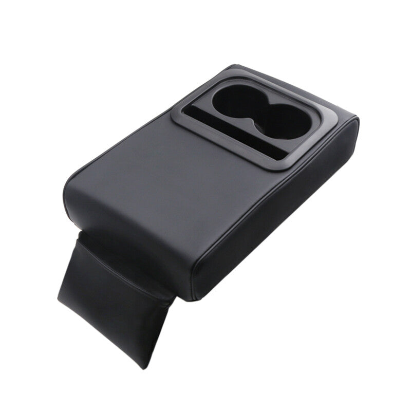 Car armrest console cover lift bracket and rear for seat cup holder, black, 1 piece