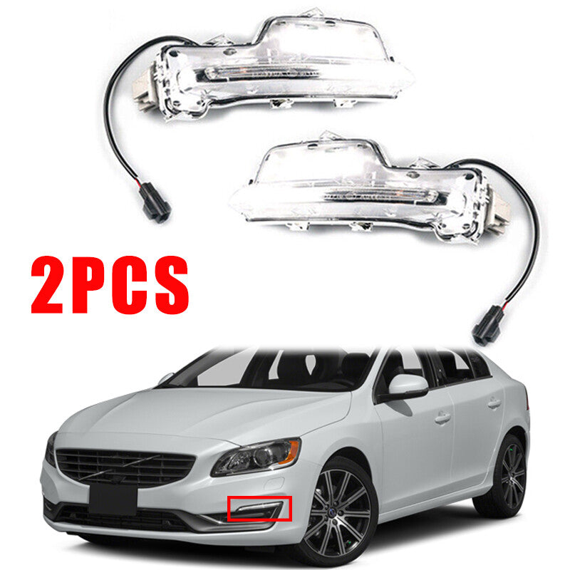 Right+Left Front Bumer LED DRL Fog Light Fit 1Pair for Volvo S60 2014-2018