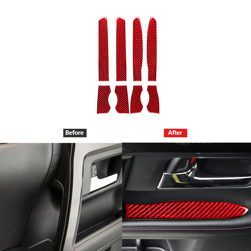Red Carbon Fiber Door Storage Groove Cover Trim for Toyota 4Runner 2010-2020