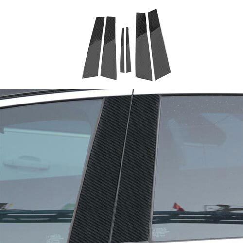Carbon Fiber Look PC Window BC Pillar Post Cover Trim for Cadillac ATS 2013-2019