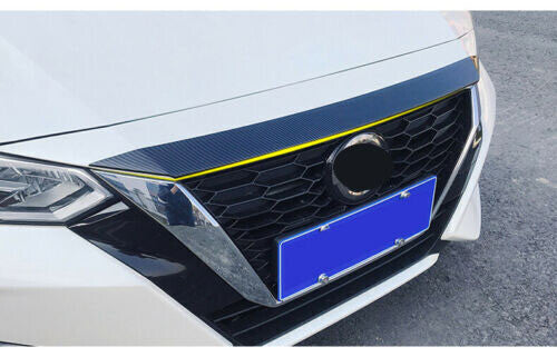 for Nissan Sentra 2020-23 Carbon Fiber ABS Front Hood Grill Cover Bonnet Trim 1x
