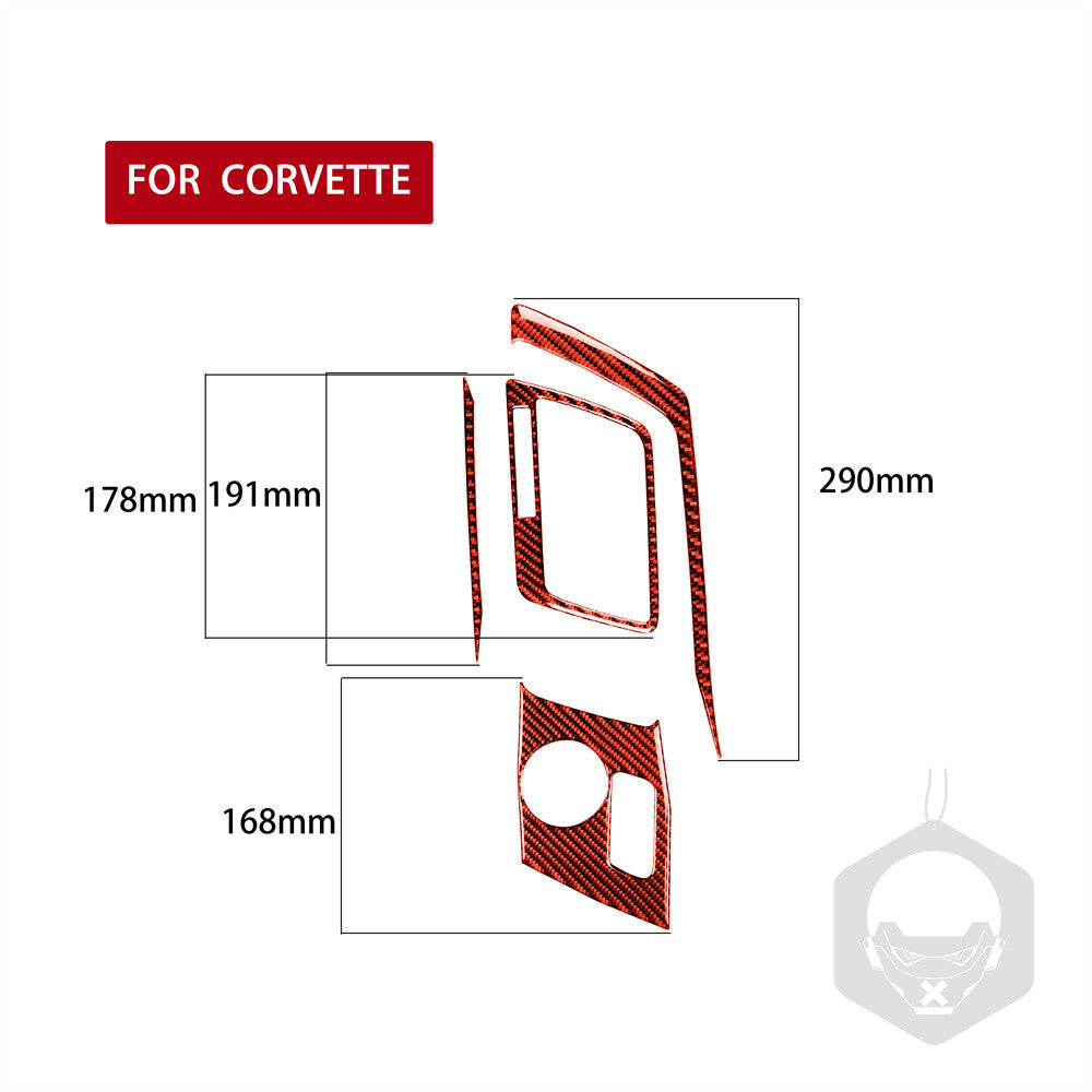 4¡ÁRed Carbon Central Gear Shift Panel Cover for Chevrolet for Corvette C7 2014-2019