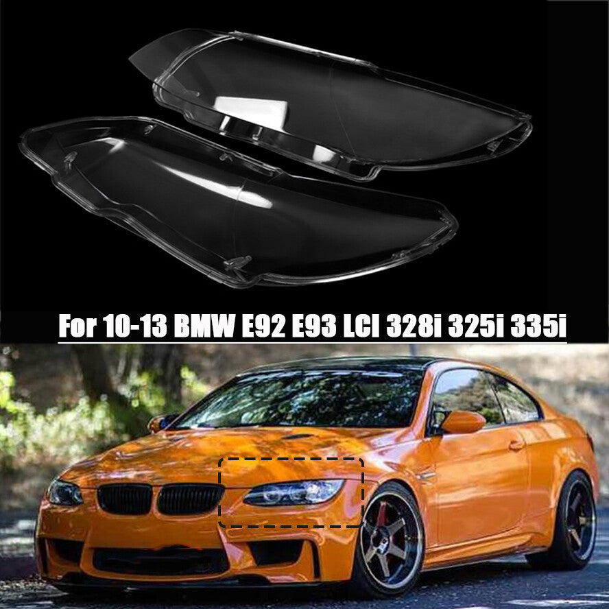 The left + right headlight lens is applicable to 2010 - 2013 for BMW E92, E93 LCI, 328i, 325i, 335i, and 3.0L models.