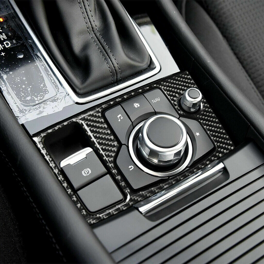 Carbon fiber interior multimedia panel cover trim suitable for Mazda 3 Axela 2013 - 2018