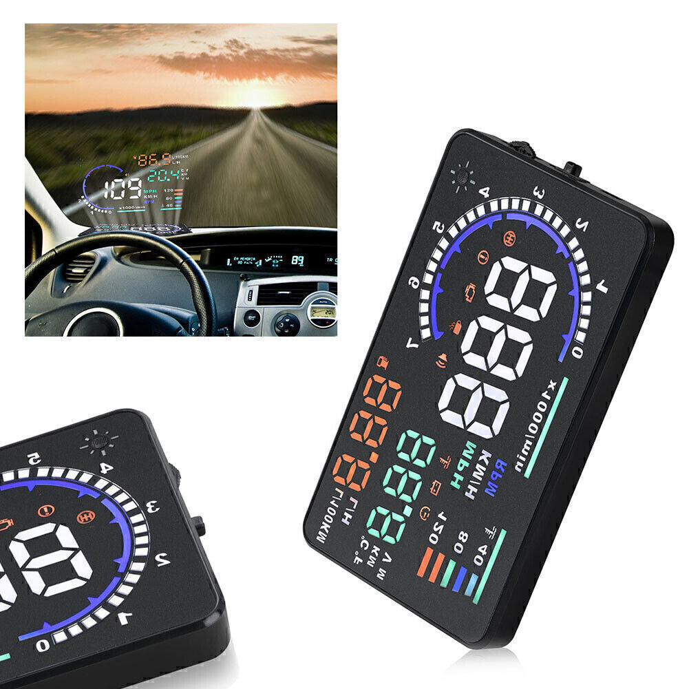 5.5 HUD Projector Head Up Display OBD II 2 Digital Speed Warning Car Auto