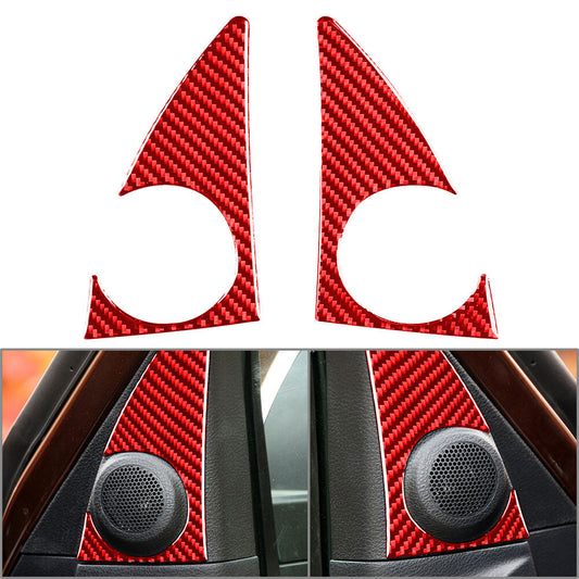 2x A Pillar Loudspeaker Panel Trim for Toyota Tundra 2014-2021 Carbon Fiber Red