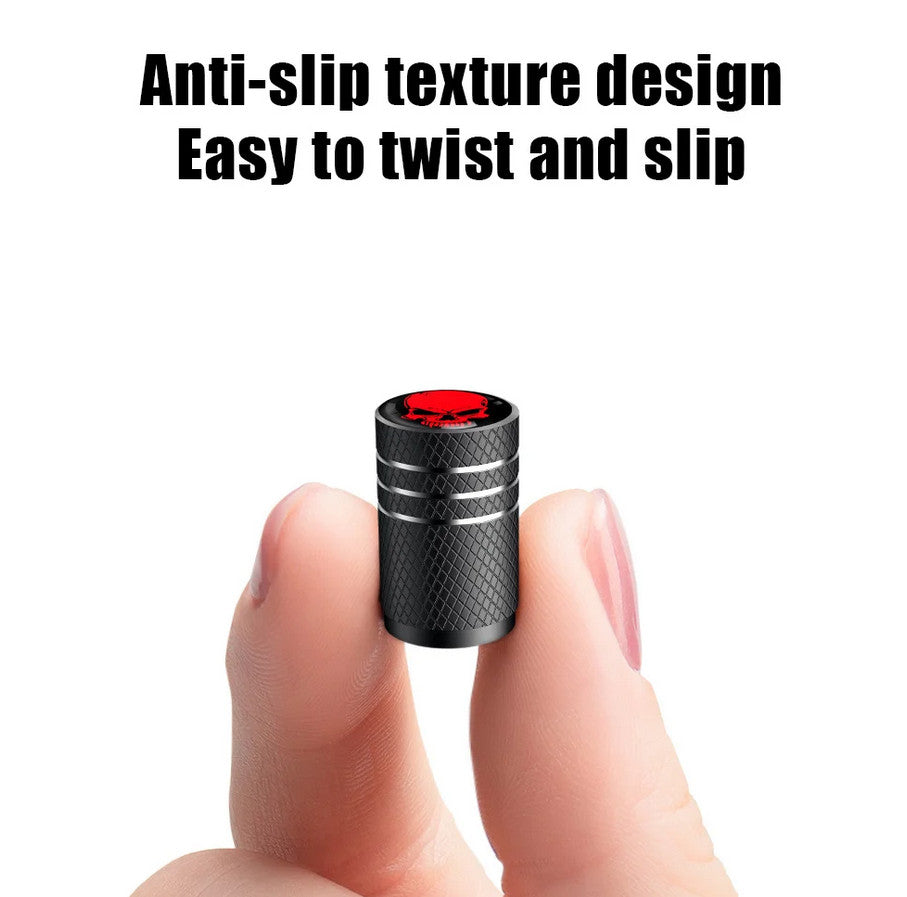 4-piece car tire valve cover rod air dust cover black and white skull for Lexus