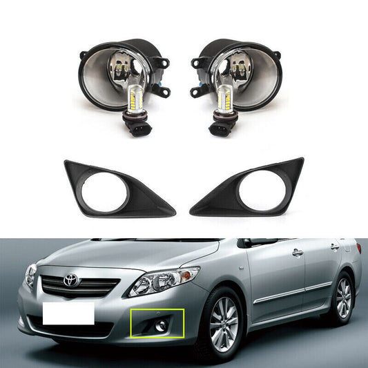 Pair Front Bumper LED Fog Lights Lamps With Bulbs for Toyota for Corolla 2008-2010