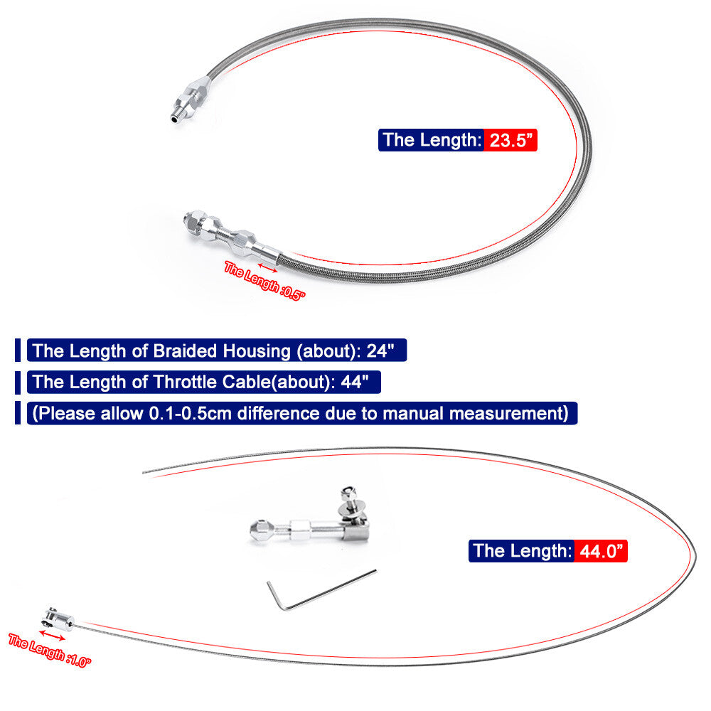 24 Throttle Cable Braided Stainless Steel Universal for Ford for Chevy for Mustang