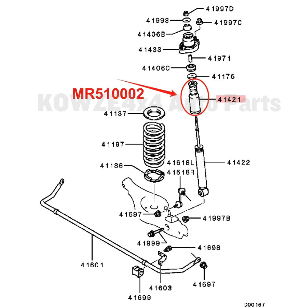 Rear Shock Absorber Damper for Mitsubishi Lancer Outlander I II ASX RVR Delica