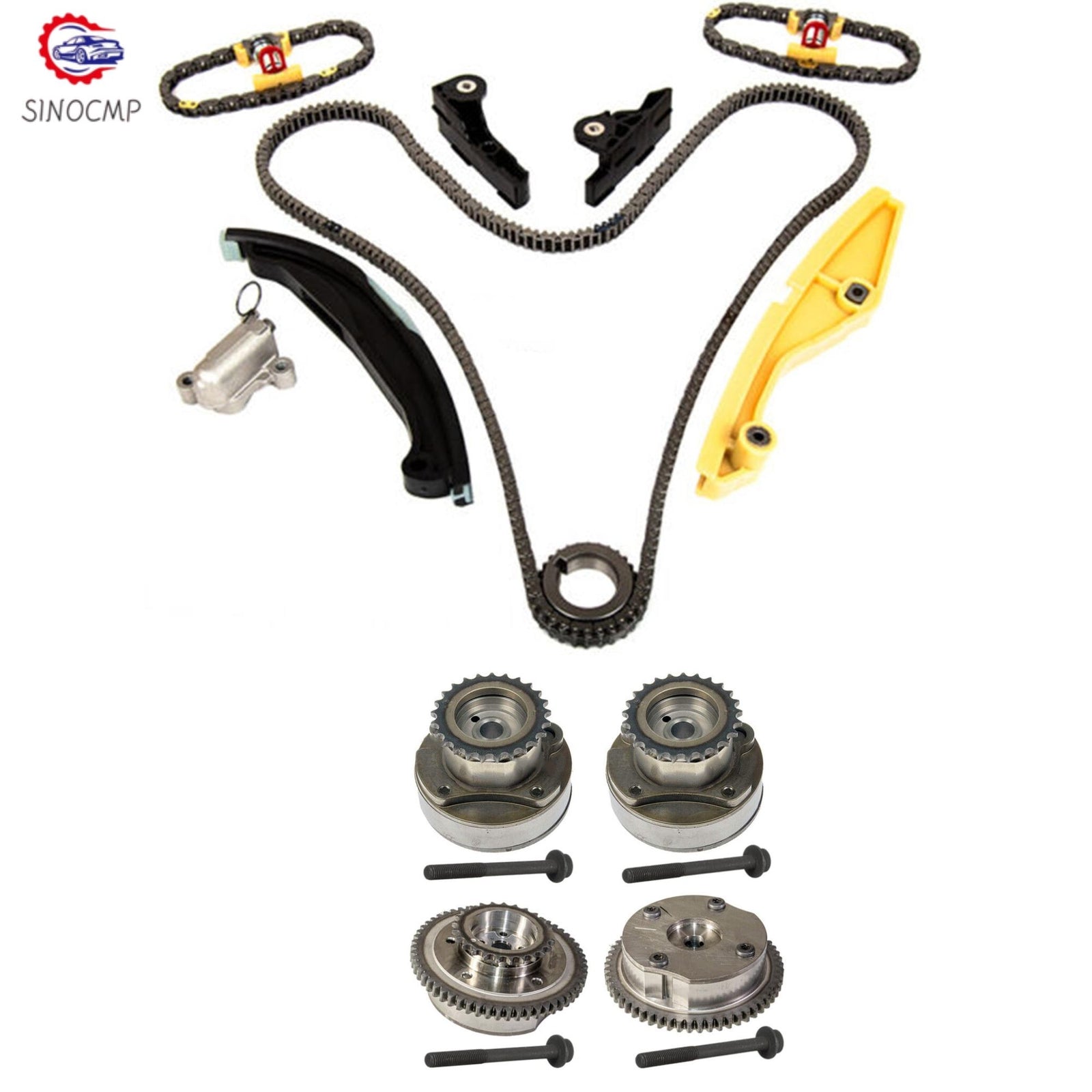 Timing Chain Kit w/ Cam Phaser VVT Fits for Ford for Lincoln Taurus Transit Explorer