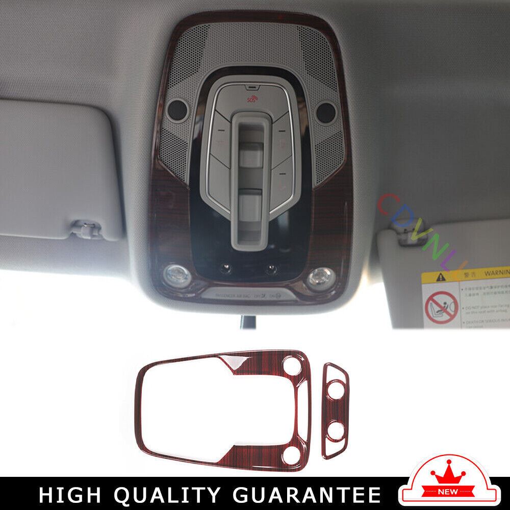 Inner Front Reading Lamp Frame Cover Trim 2PCS for Audi A4L 2017-2019 Red Wood