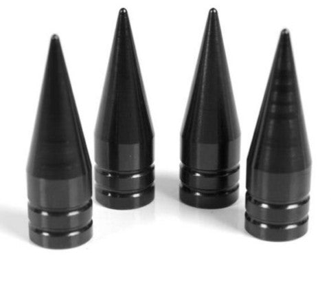 4x Black Long Spiked For Rim/Wheels/Tires Valve Stem Caps Metal Thread Kit/Set