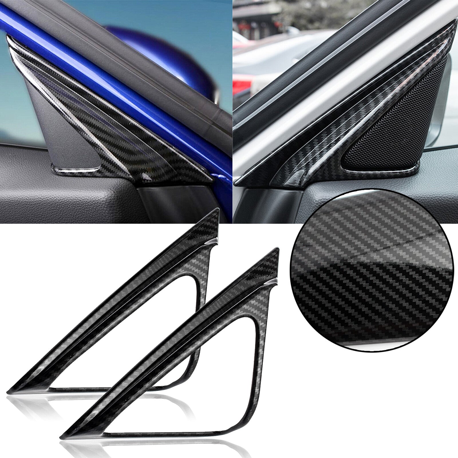 for Honda Accord 2018 2019 Carbon Fiber Pattern Door Speaker A-Pillar Cover Trim