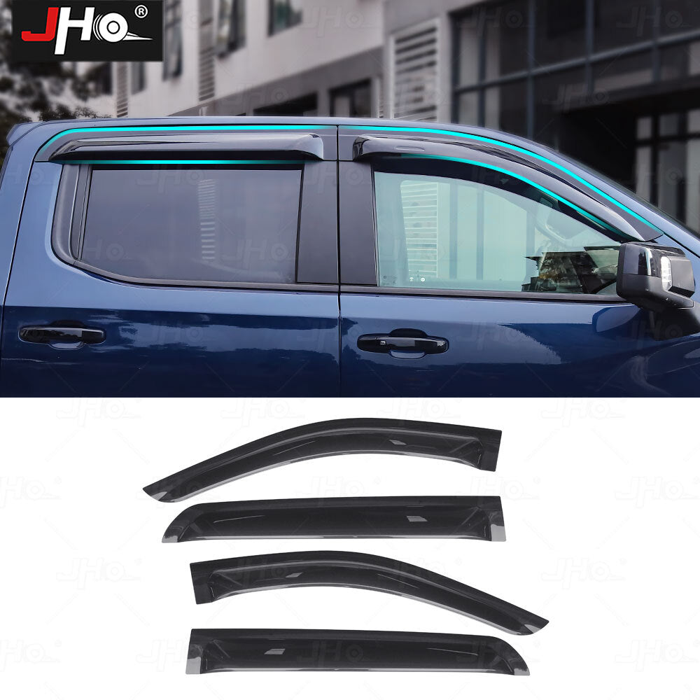Glossy Black Window Visor Vent Rain Deflector Guard for Chevy Silverado 1500